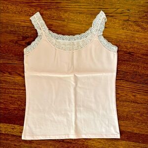 Lace Trim Pink Tank Top